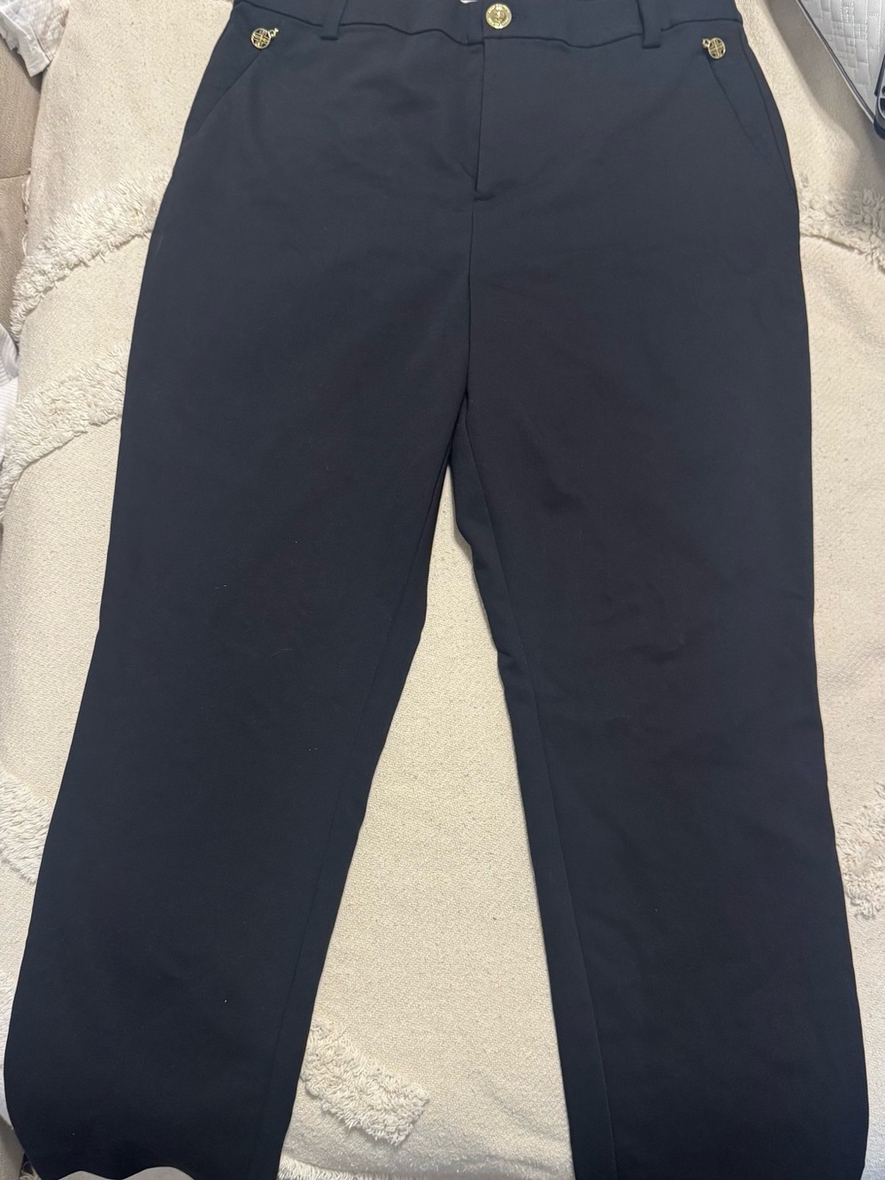 Lilly Pulitzer Navy Pants with Gold Logo Detail